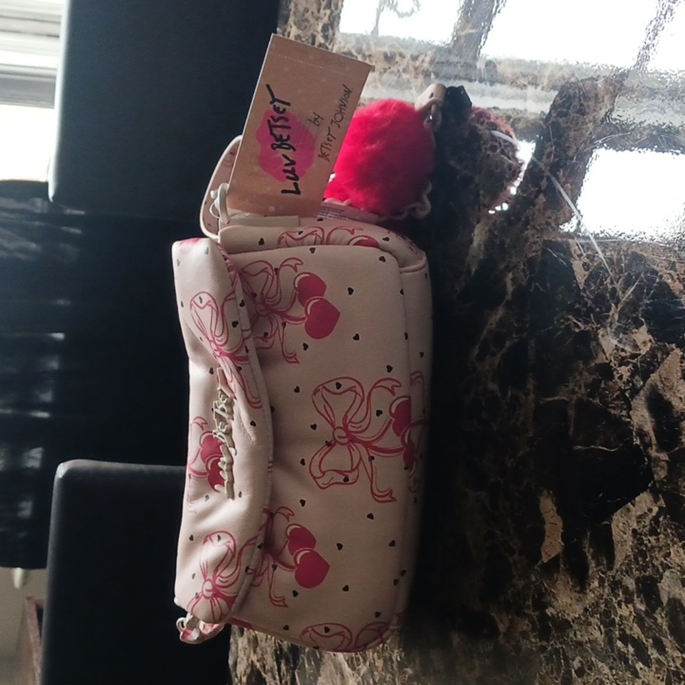 Betsey Johnson Pink and White Crossbody Bag